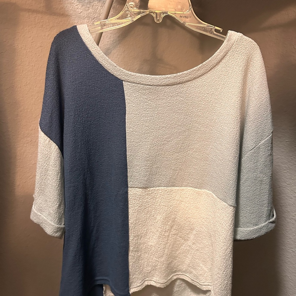 Blu Pepper Blue Cuffed Sleeve T-Shirt